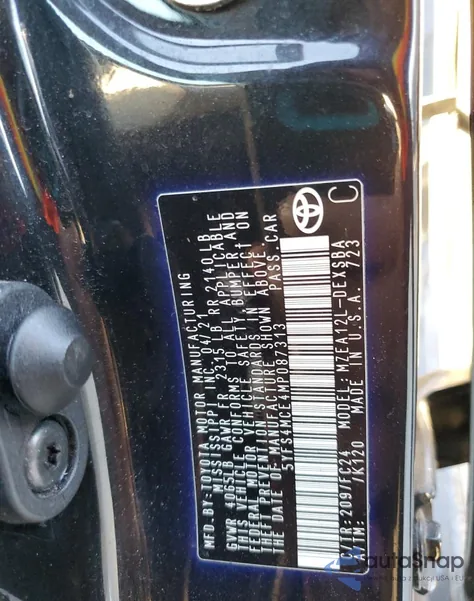 2021 Toyota Corolla Se из США, поврежденный, VIN 5YFS4MCE4MP087313